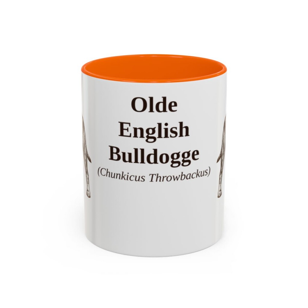 11oz Olde English Bulldogge Latin Mug, Orange, front view