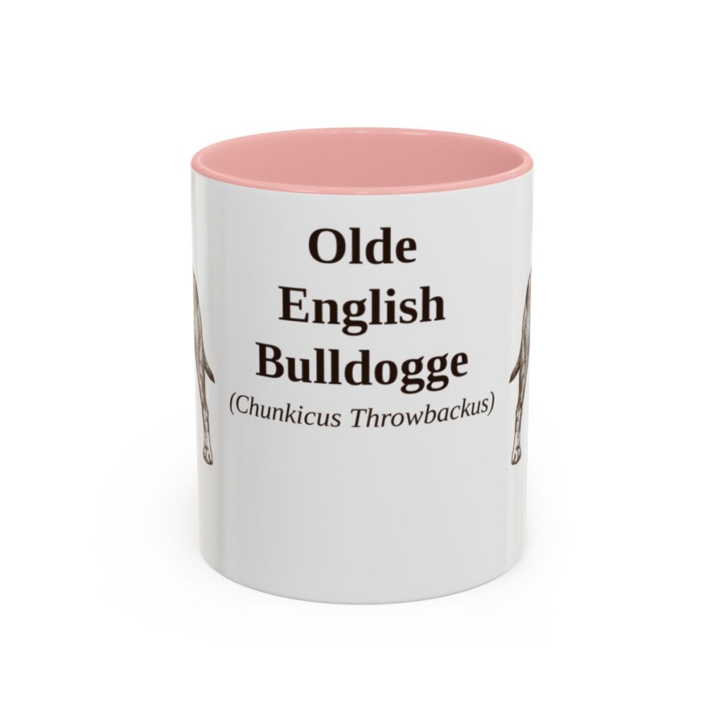 11oz Olde English Bulldogge Latin Mug, Pink, front view