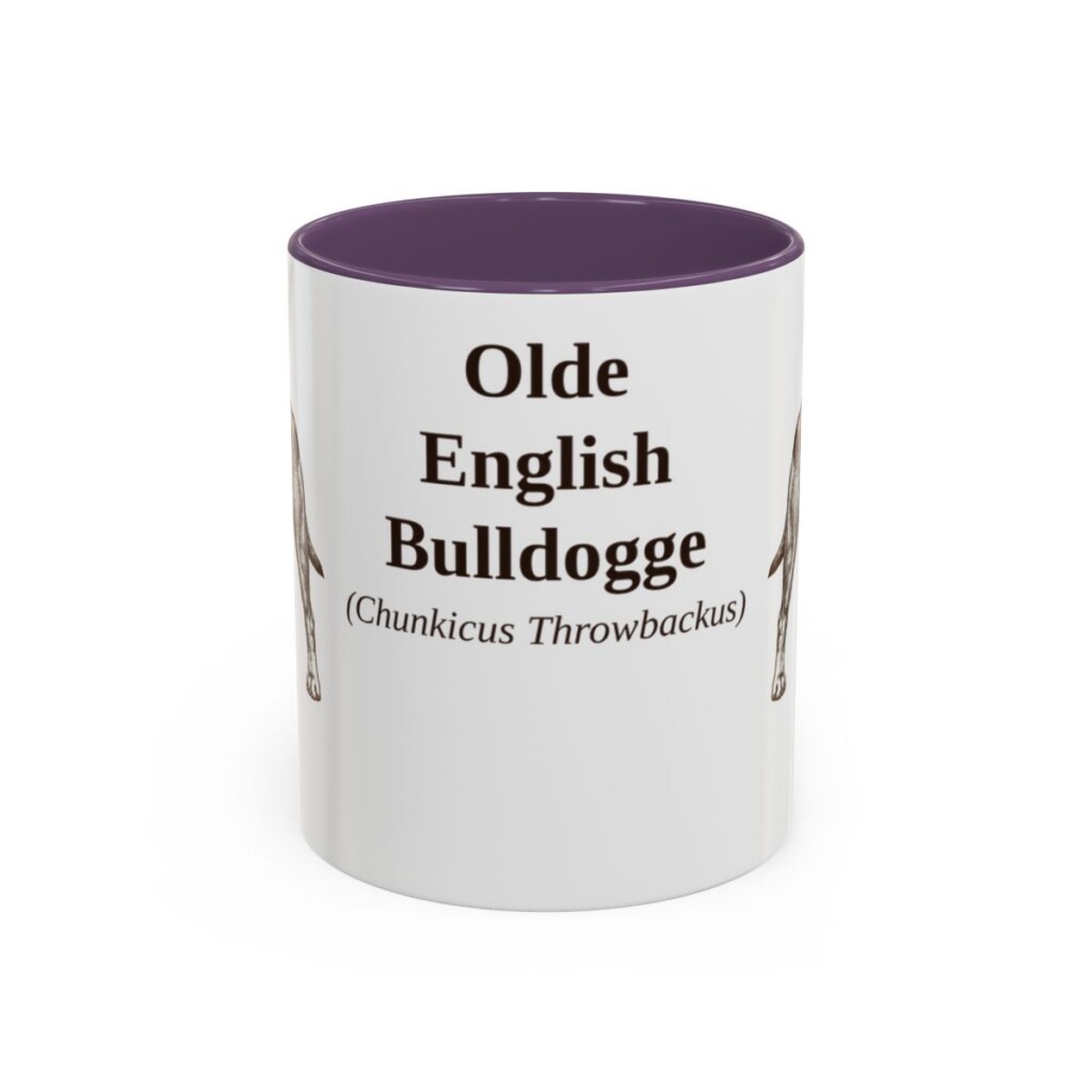 11oz Olde English Bulldogge Latin Mug, Purple, front view