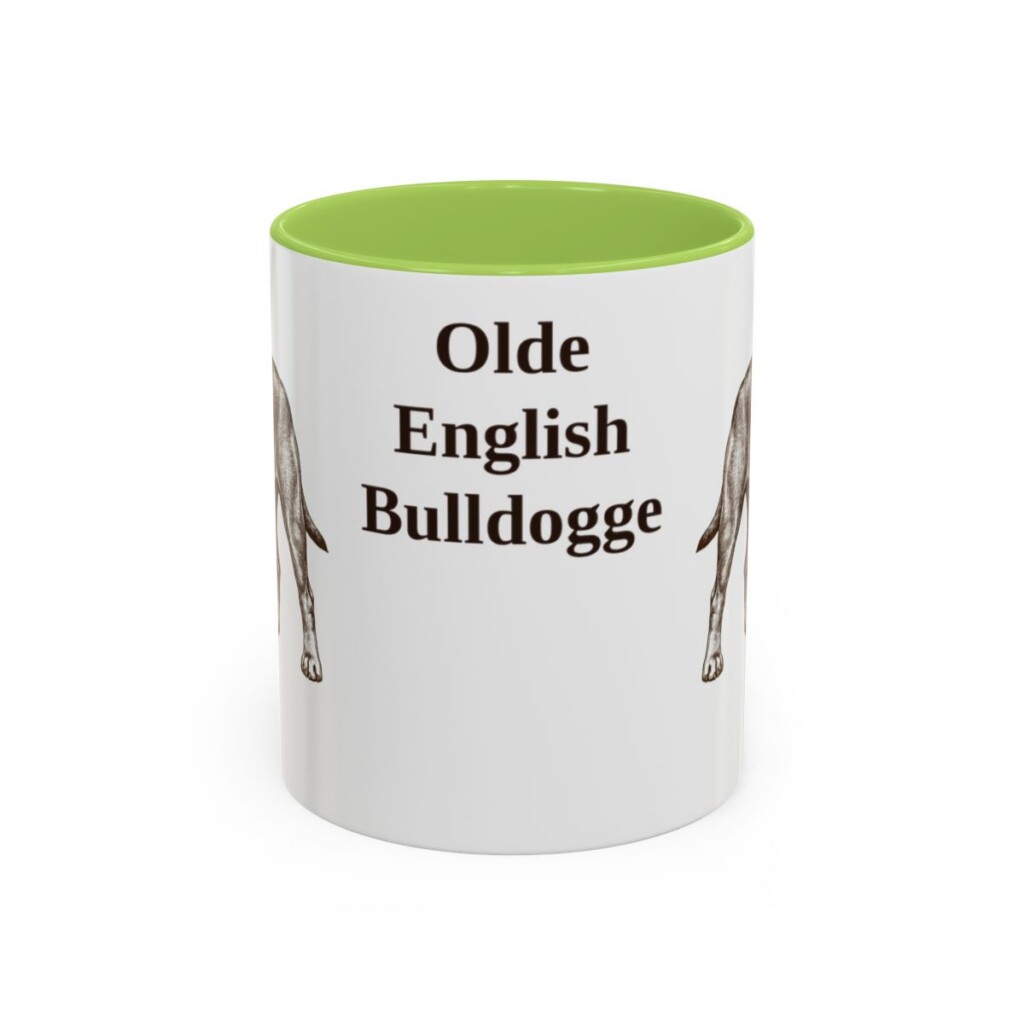 11oz Olde English Bulldogge Mug, Light Green, front view