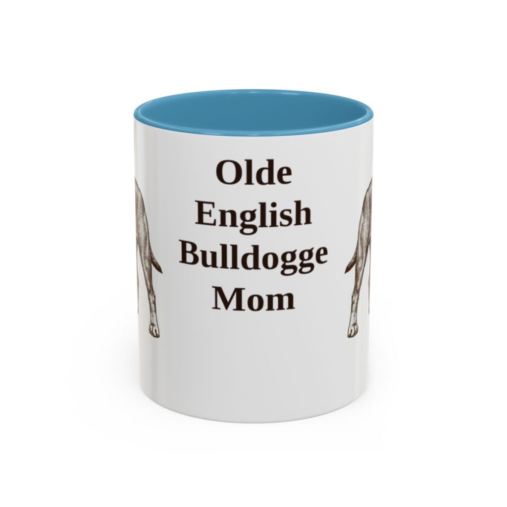 11oz Olde English Bulldogge Dog Mom Mug, Light Blue, front view
