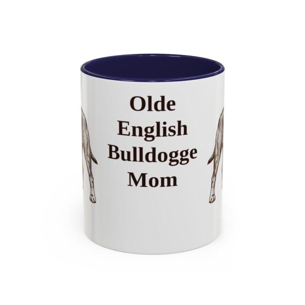 11oz Olde English Bulldogge Dog Mom Mug, Navy, front view