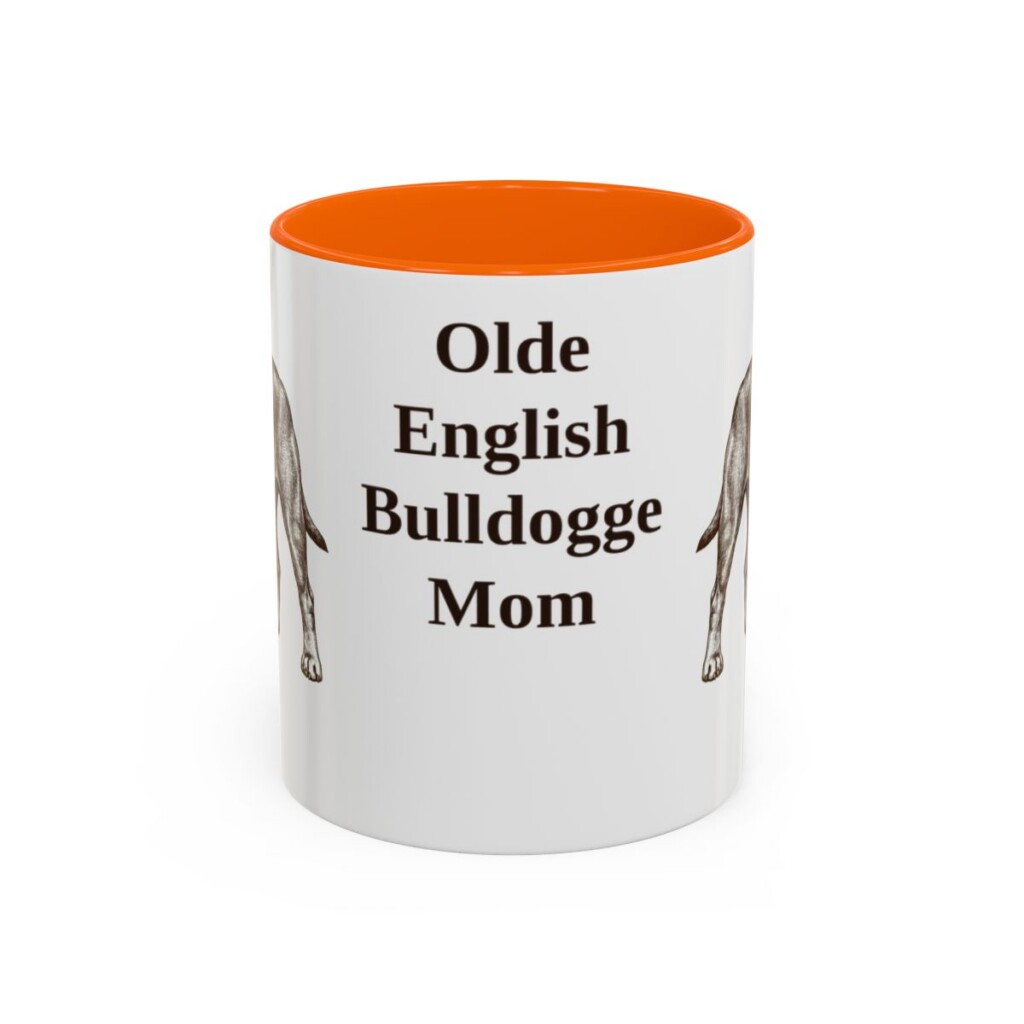 11oz Olde English Bulldogge Dog Mom Mug, Orange, front view