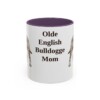 11oz Olde English Bulldogge Dog Mom Mug, Purple, front view