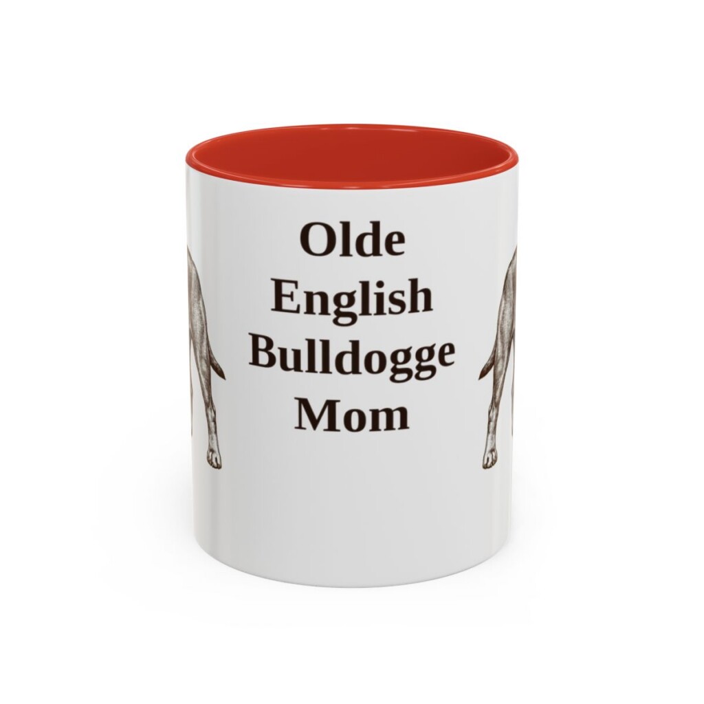 11oz Olde English Bulldogge Dog Mom Mug, Red, front view