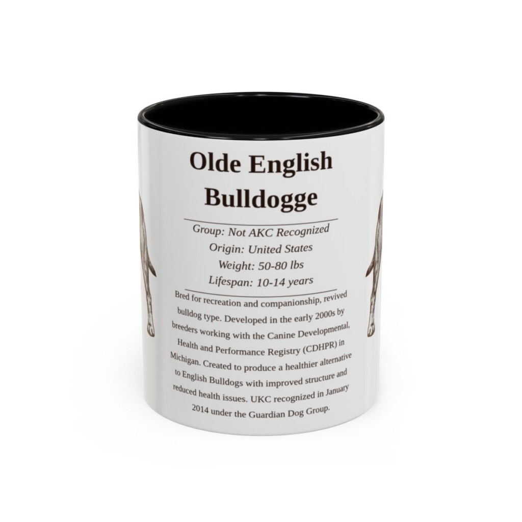 11oz Olde English Bulldogge Mug, Black, front view