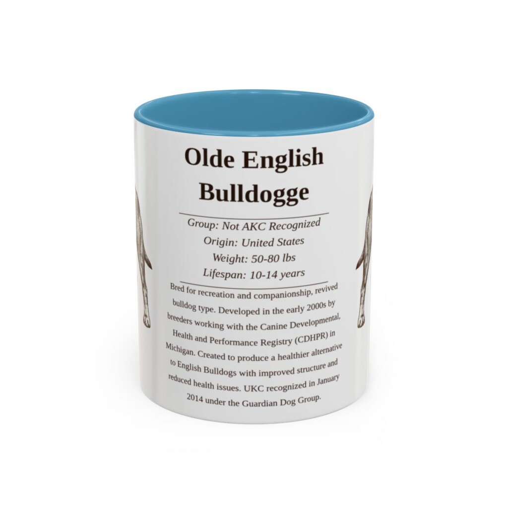 11oz Olde English Bulldogge Mug, Light Blue, front view