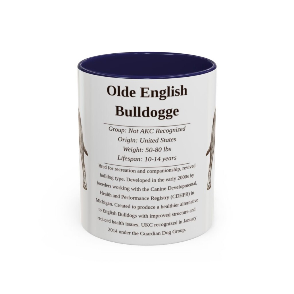 11oz Olde English Bulldogge Mug, Navy, front view