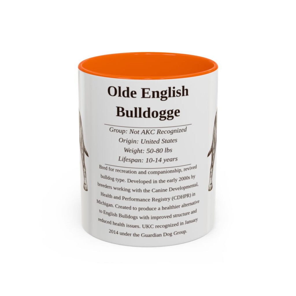 11oz Olde English Bulldogge Mug, Orange, front view