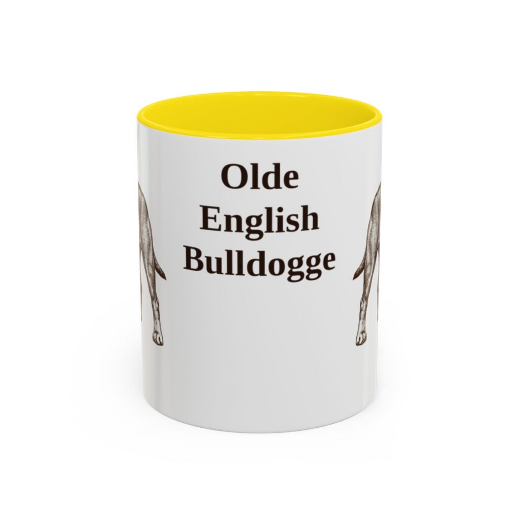 11oz Olde English Bulldogge Mug, Yellow, front view