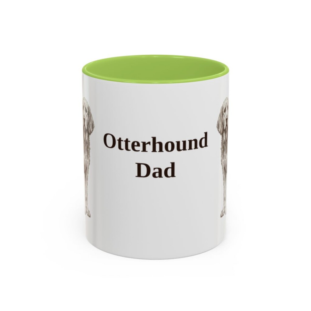 11oz Otterhound Dog Dad Mug, Light Green, front view