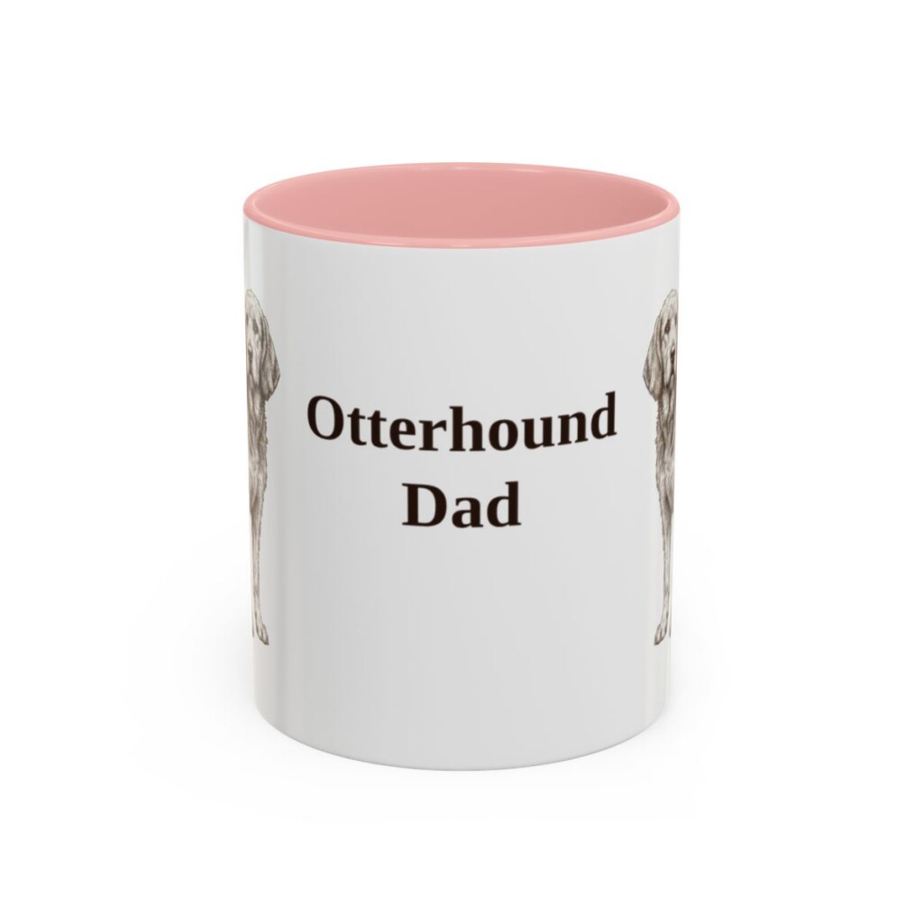 11oz Otterhound Dog Dad Mug, Pink, front view