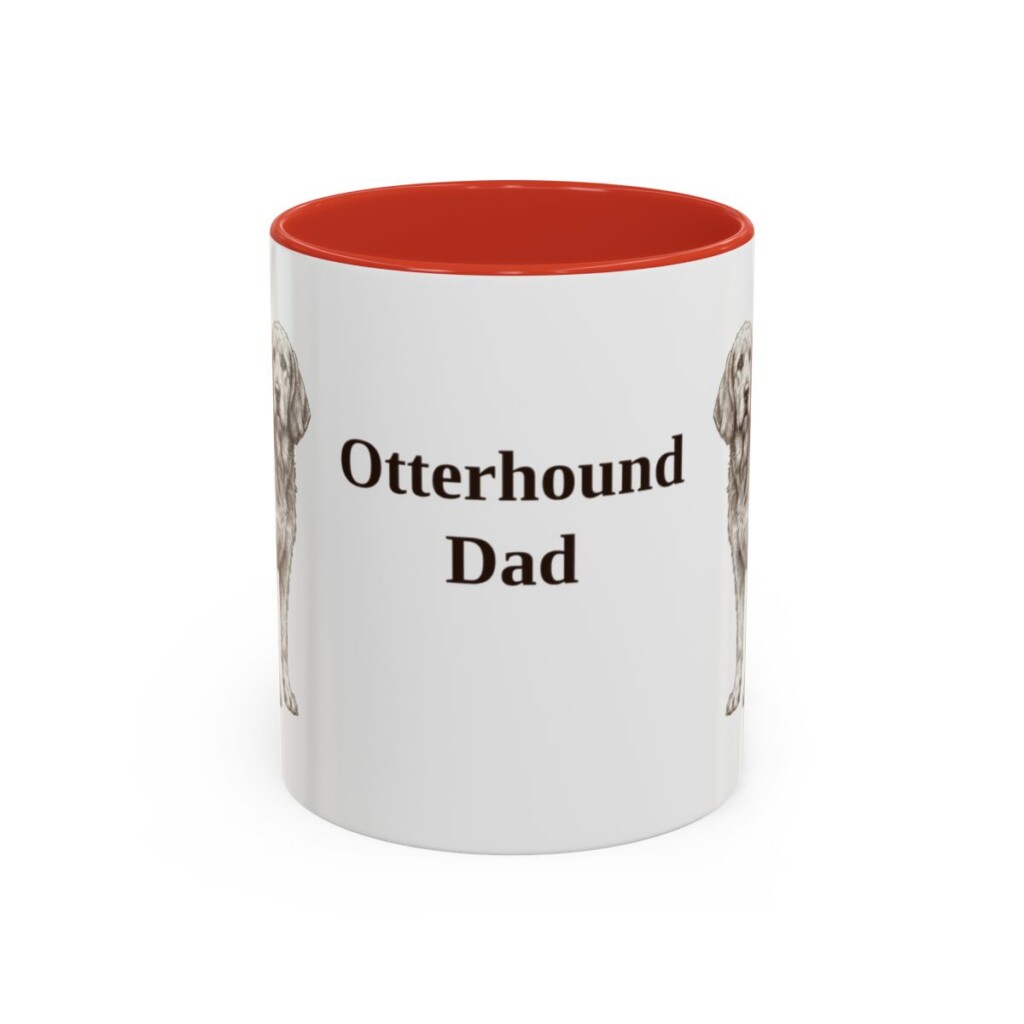 11oz Otterhound Dog Dad Mug, Red, front view