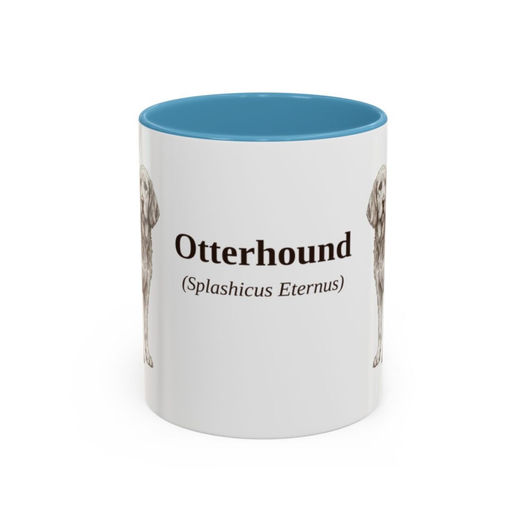 11oz Otterhound Latin Mug, Light Blue, front view