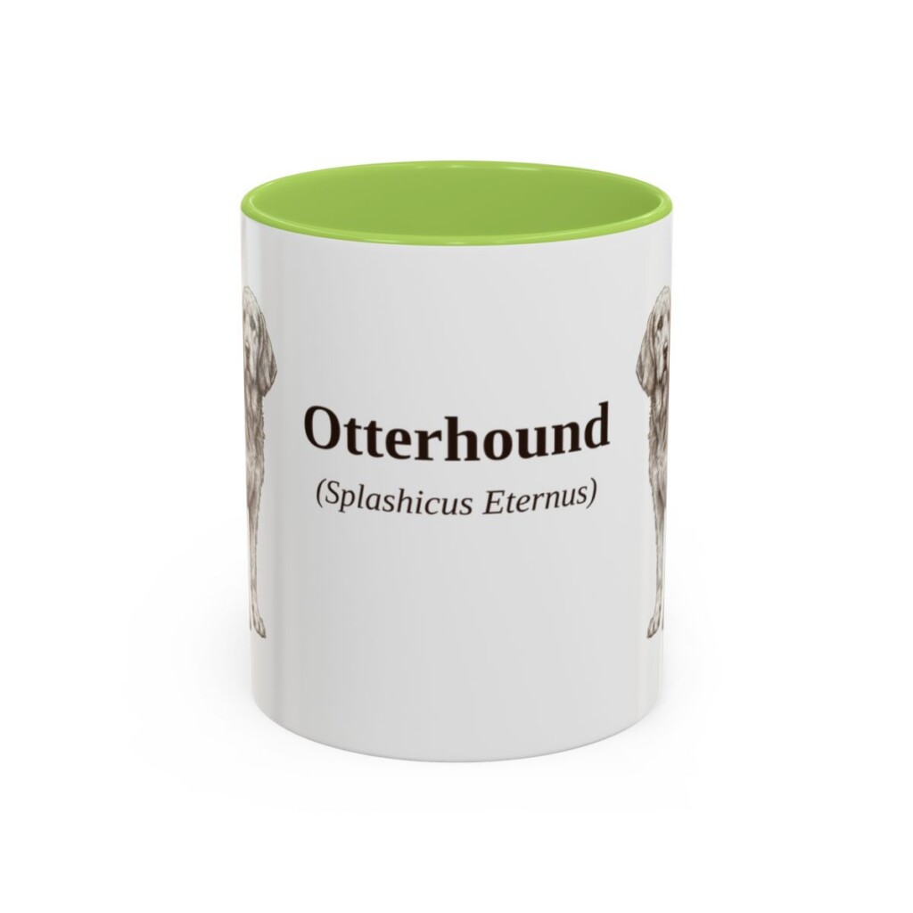 11oz Otterhound Latin Mug, Light Green, front view
