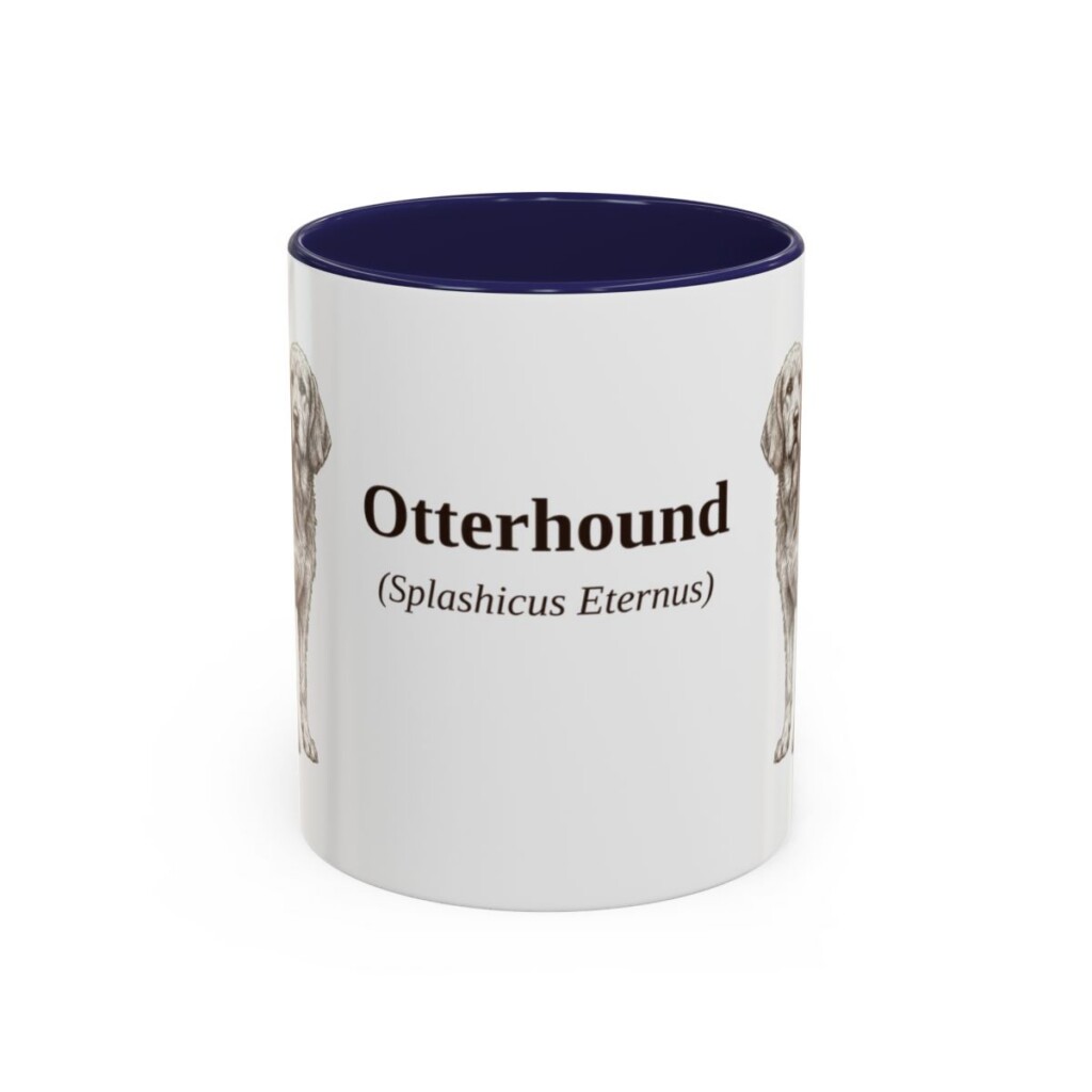 11oz Otterhound Latin Mug, Navy, front view
