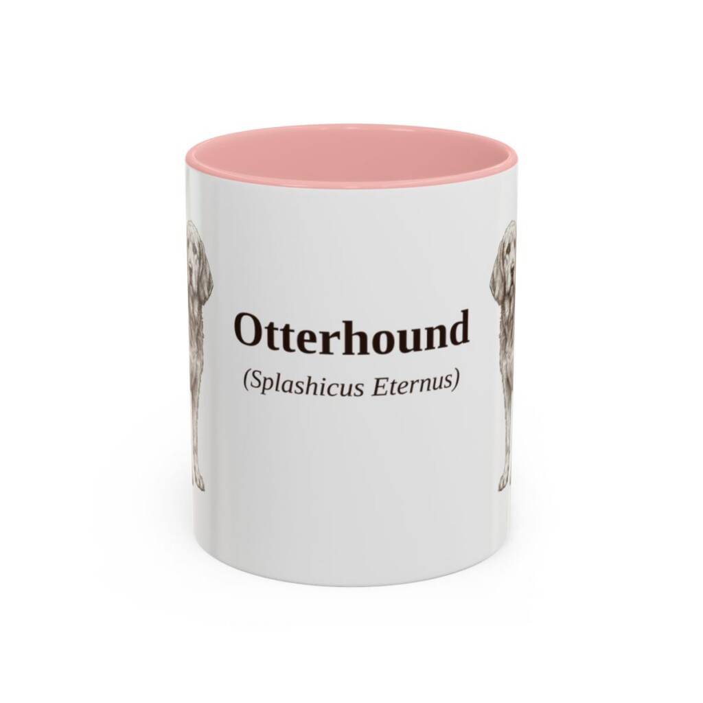 11oz Otterhound Latin Mug, Pink, front view