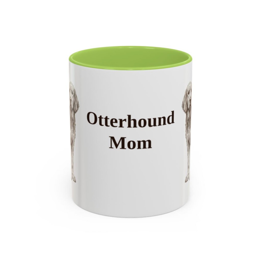 11oz Otterhound Dog Mom Mug, Light Green, front view