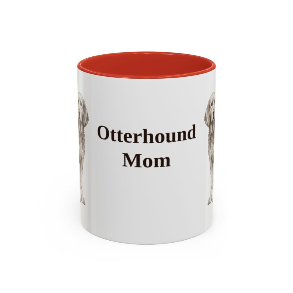 11oz Otterhound Dog Mom Mug, Red, front view