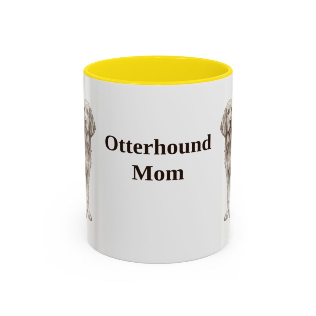 11oz Otterhound Dog Mom Mug, Yellow, front view