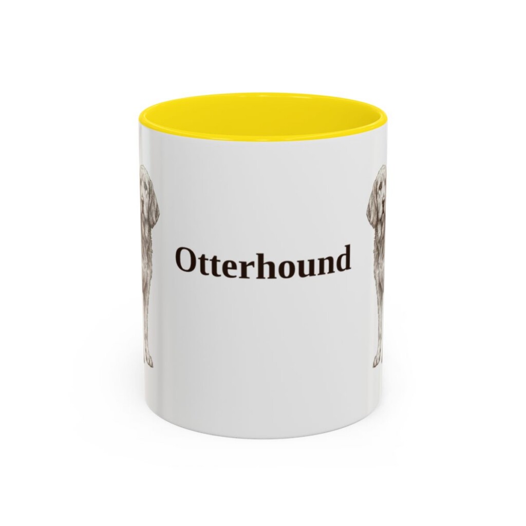 11oz Otterhound Mug, Yellow, front view