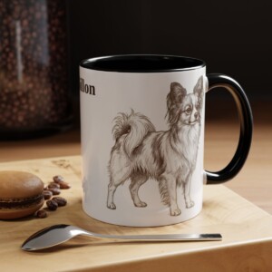 11oz Papillon Mug, Black, lifestyle photo