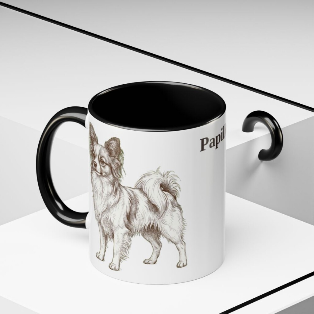11oz Papillon Mug, Black, lifestyle photo