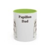 11oz Papillon Dog Dad Mug, Light Green, front view