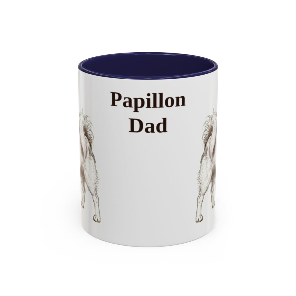 11oz Papillon Dog Dad Mug, Navy, front view