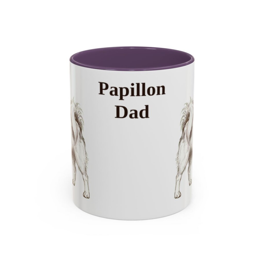11oz Papillon Dog Dad Mug, Purple, front view