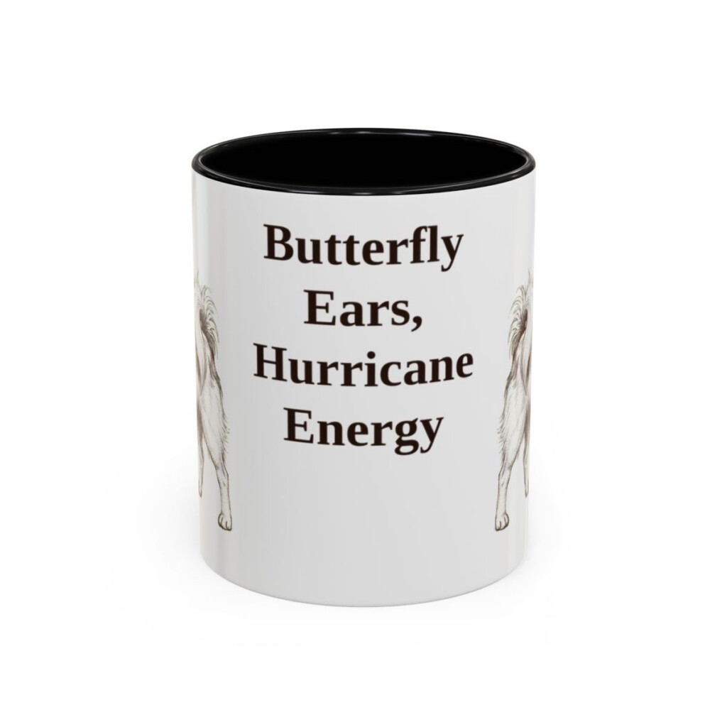 11oz-papillon-mug-humor-black-front 11oz Funny Papillon Mug, Black, front view