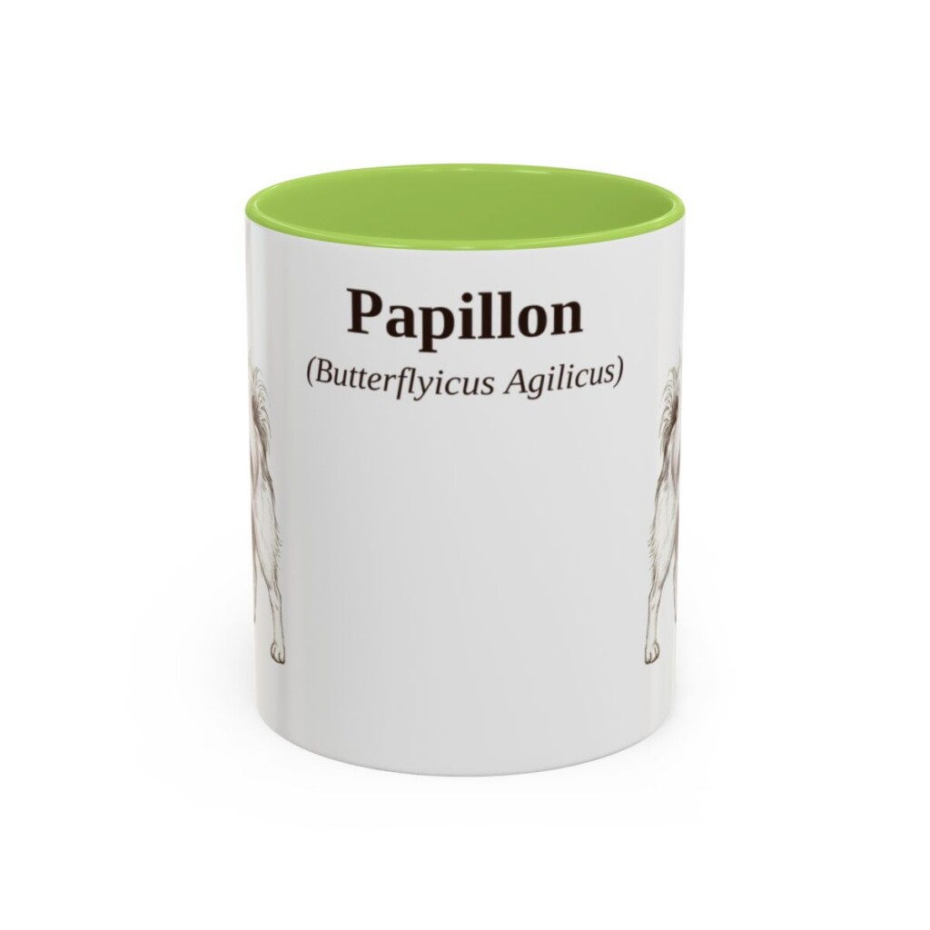 11oz Papillon Latin Mug, Light Green, front view
