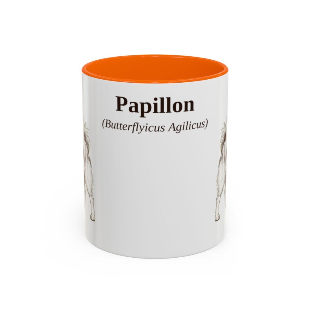 11oz Papillon Latin Mug, Orange, front view