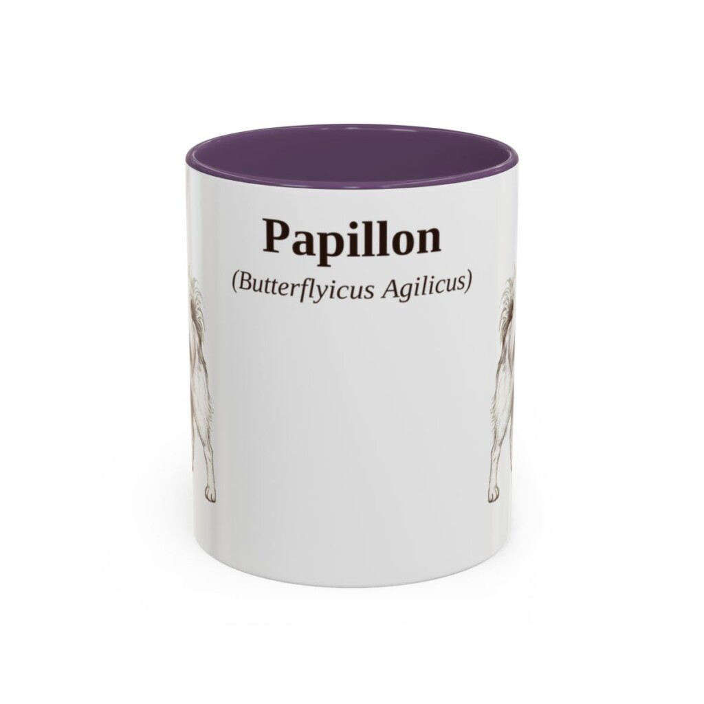 11oz Papillon Latin Mug, Purple, front view