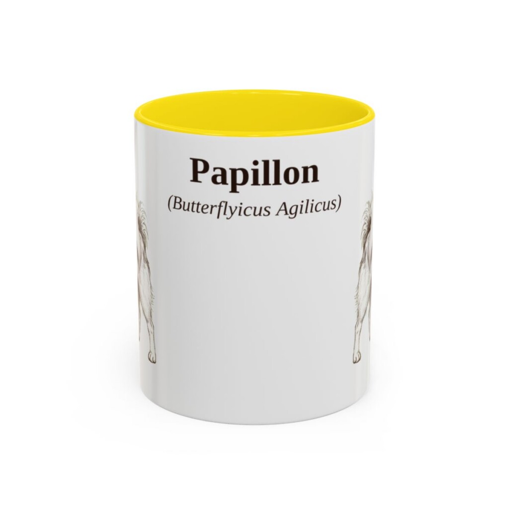 11oz Papillon Latin Mug, Yellow, front view