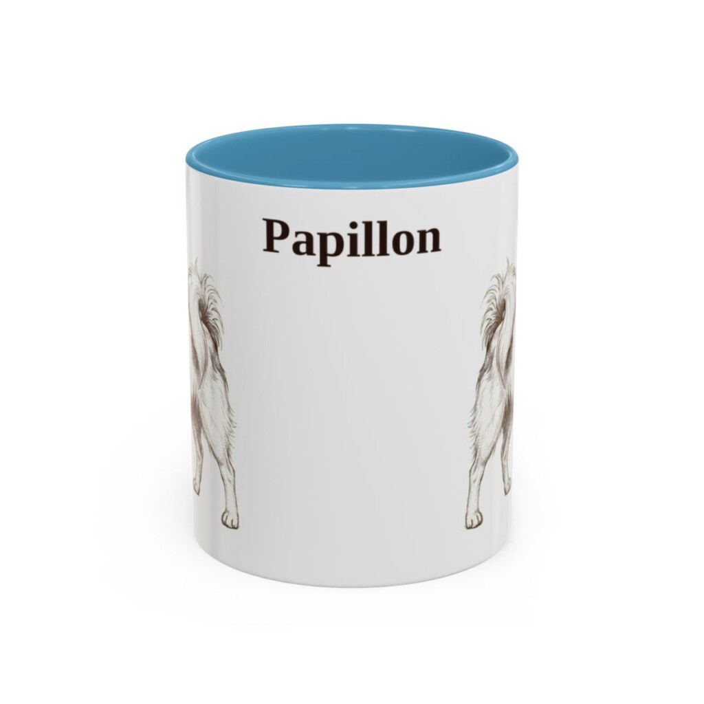 11oz Papillon Mug, Light Blue, front view