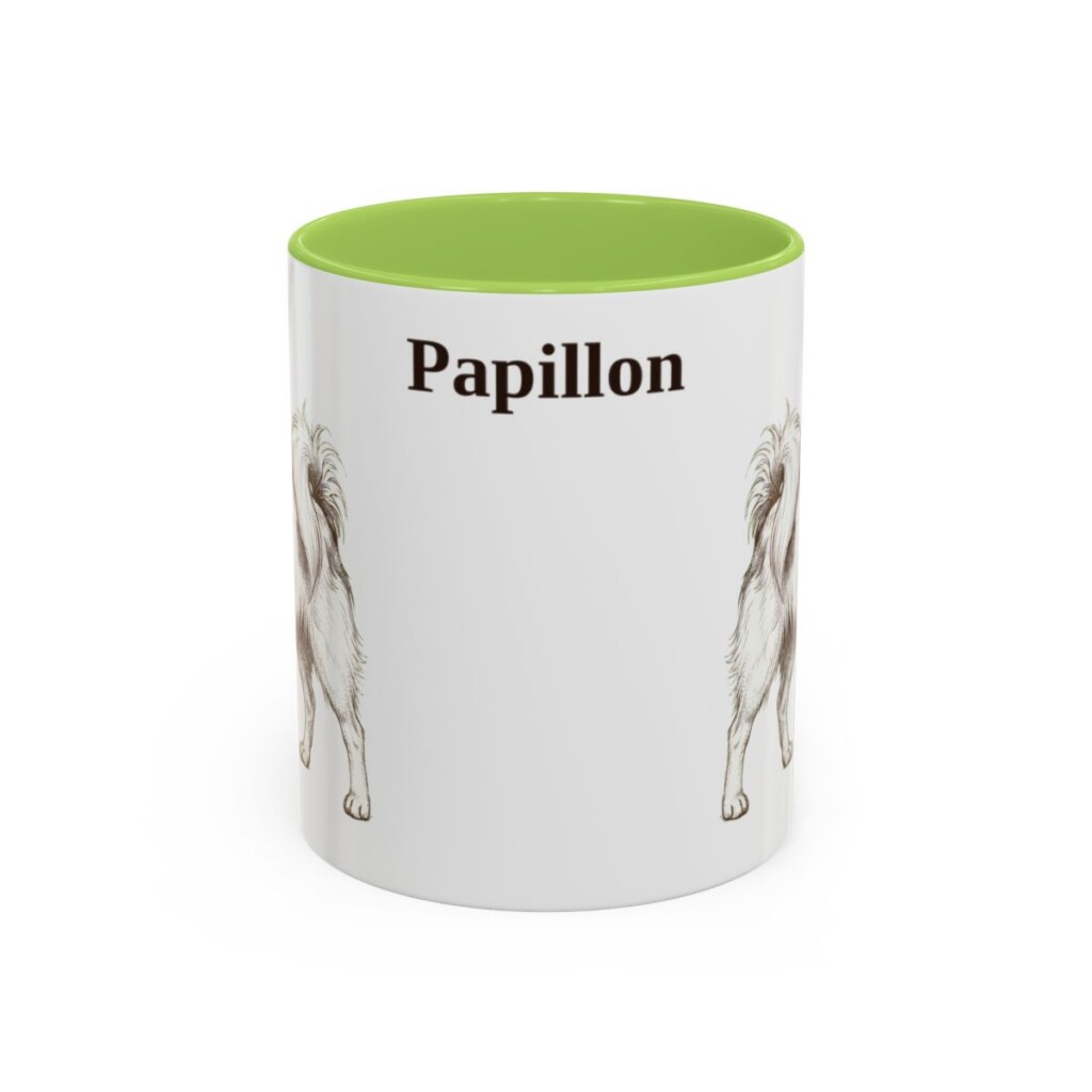 11oz Papillon Mug, Light Green, front view