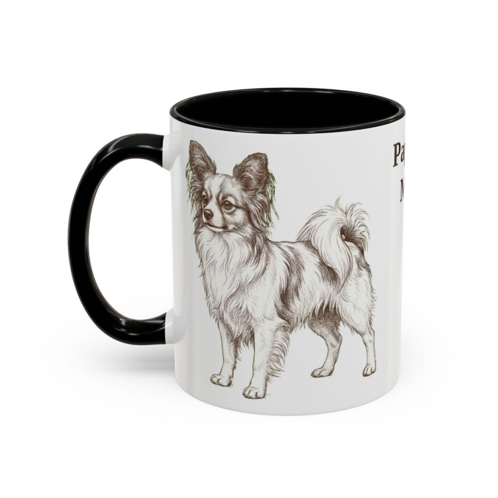 11oz Papillon Dog Mom Mug, Black, left side view