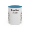 11oz Papillon Dog Mom Mug, Light Blue, front view