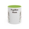 11oz Papillon Dog Mom Mug, Light Green, front view