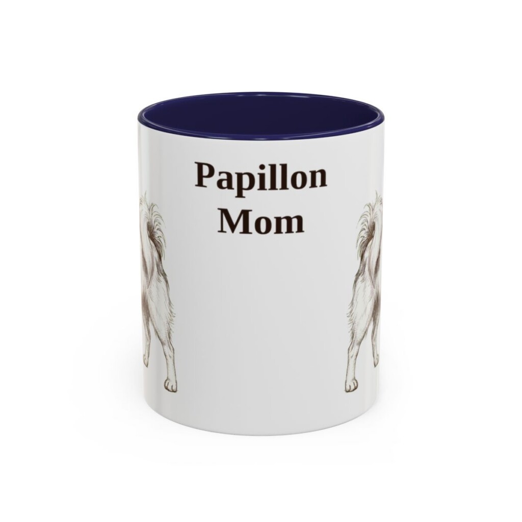 11oz Papillon Dog Mom Mug, Navy, front view