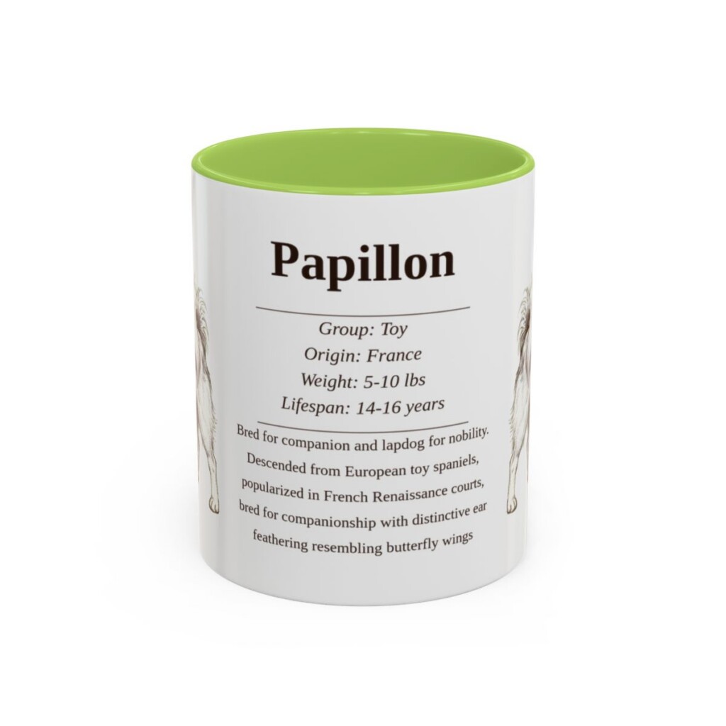 11oz Papillon Mug, Light Green, front view