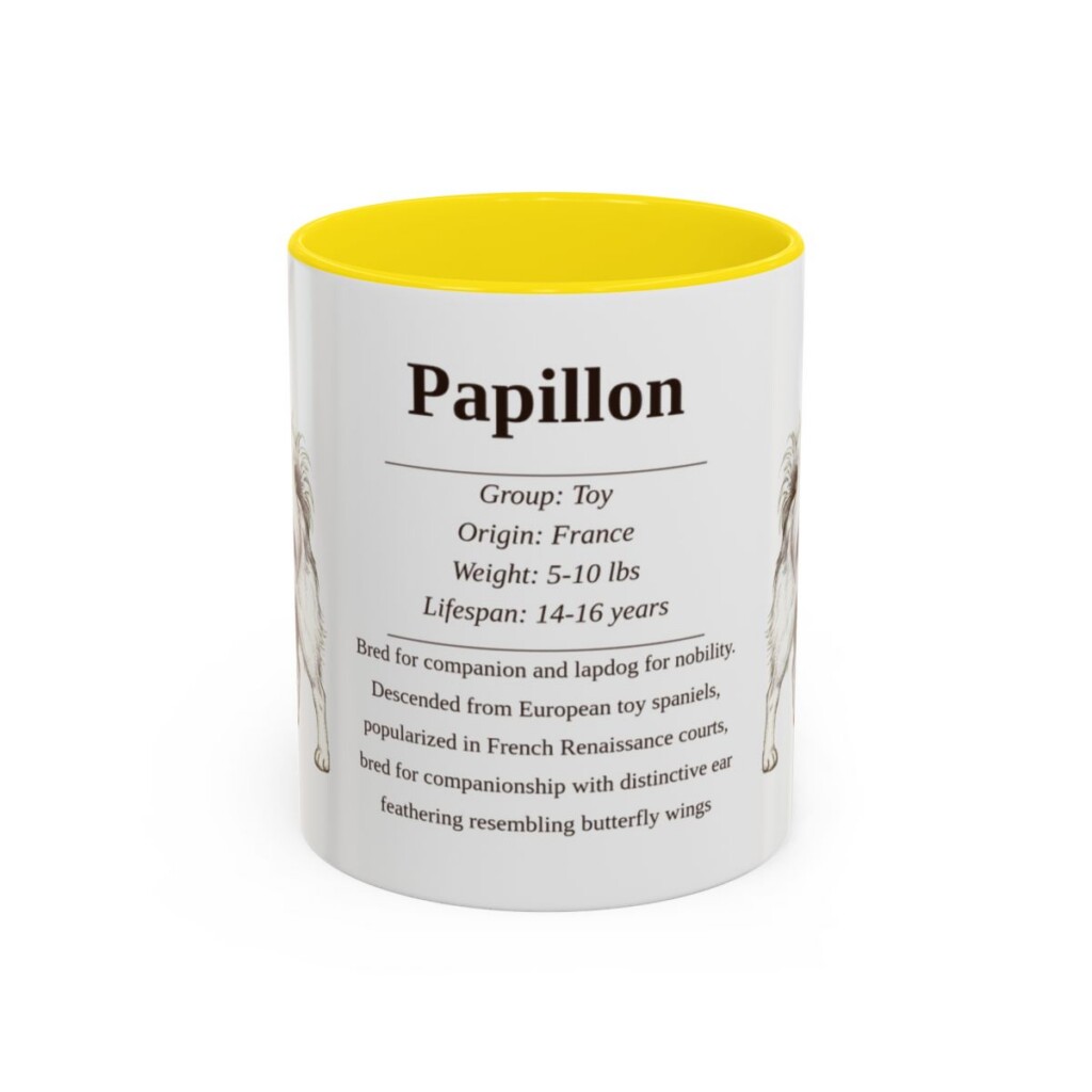 11oz Papillon Mug, Yellow, front view