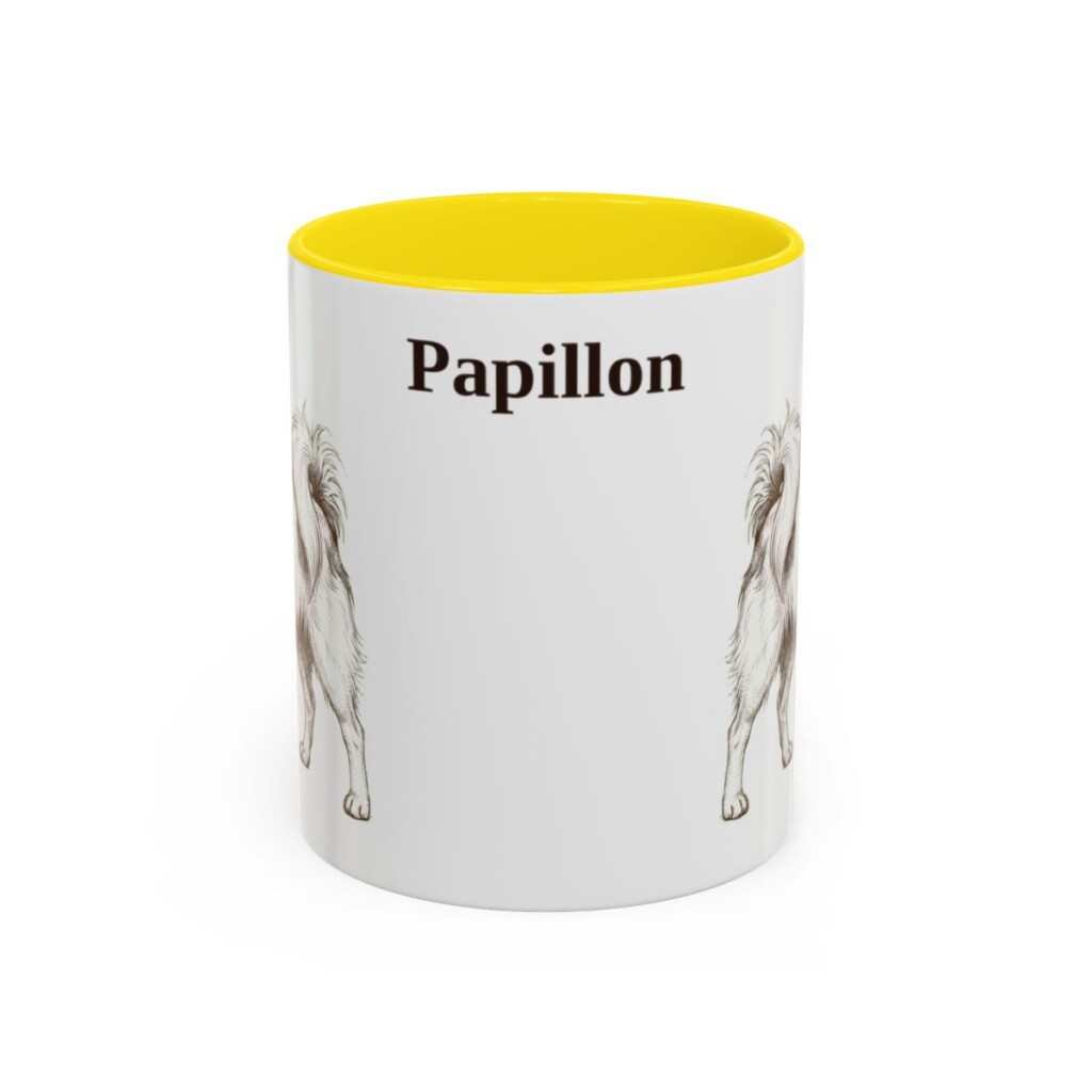 11oz Papillon Mug, Yellow, front view