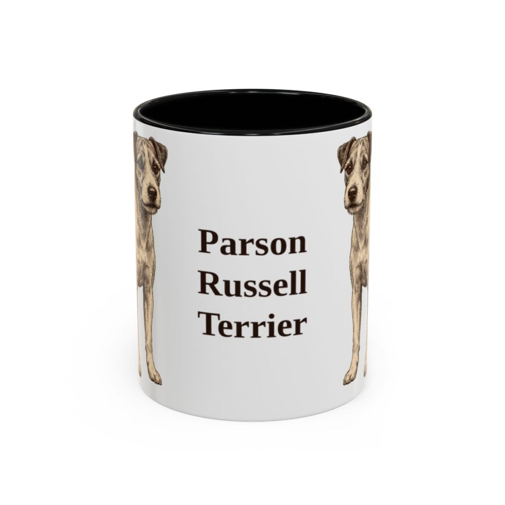 11oz Parson Russell Terrier Mug, Black, front view