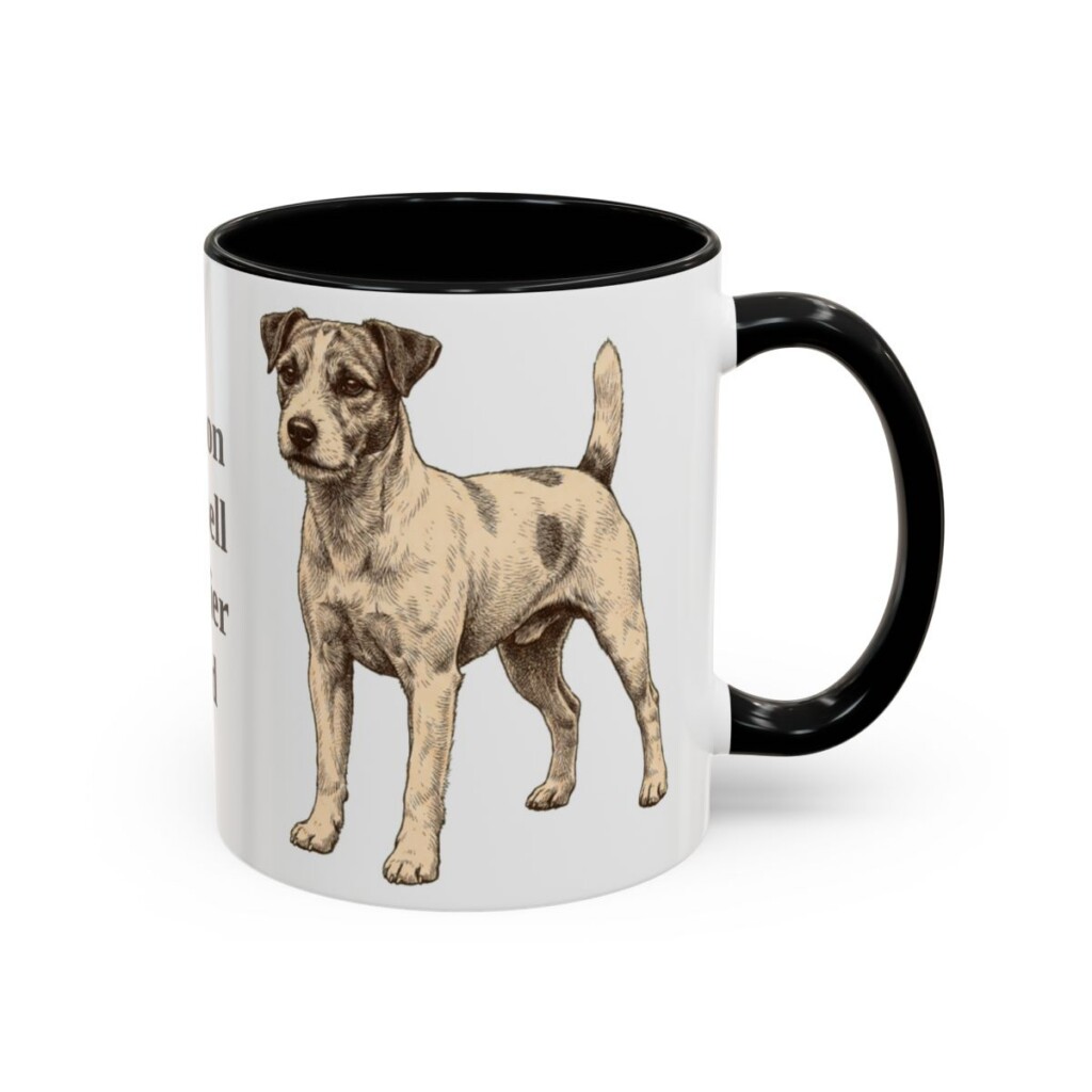 11oz Parson Russell Terrier Dog Dad Mug, Black, right side view