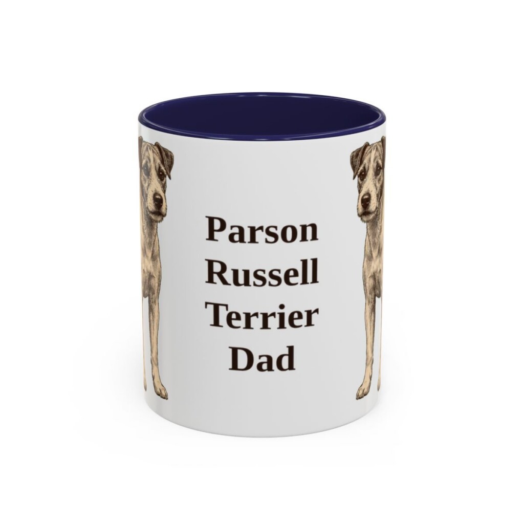 11oz Parson Russell Terrier Dog Dad Mug, Navy, front view