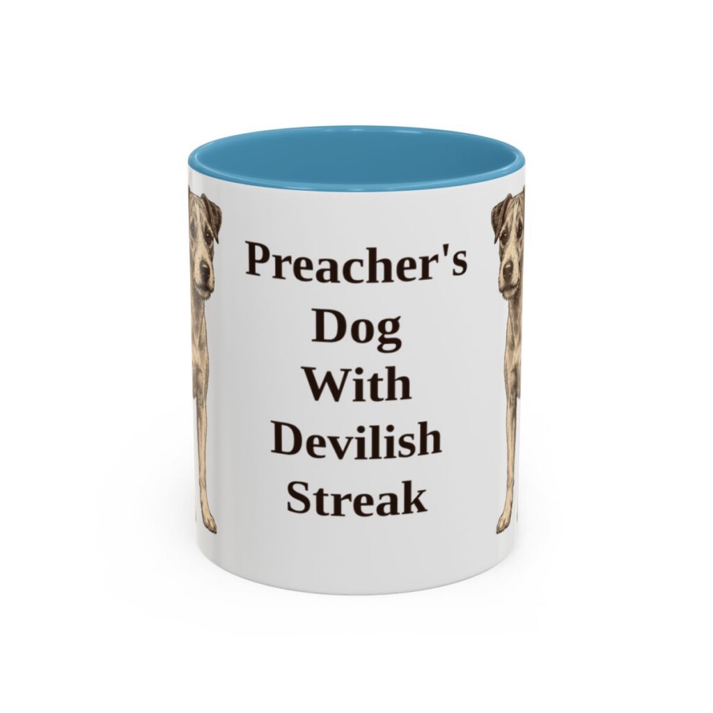 11oz Funny Parson Russell Terrier Mug, Light Blue, front view