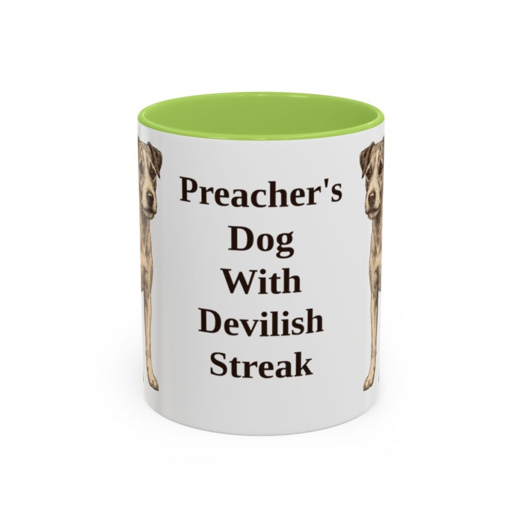 11oz Funny Parson Russell Terrier Mug, Light Green, front view