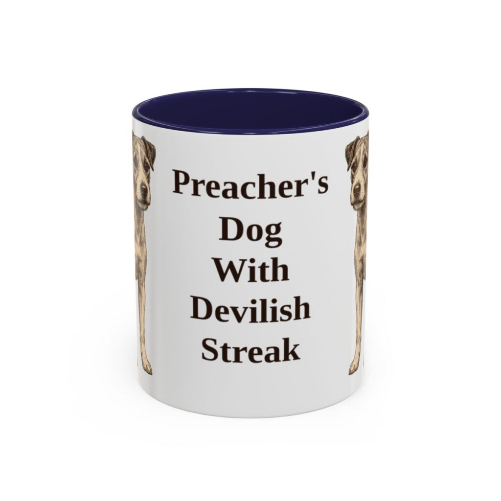 11oz Funny Parson Russell Terrier Mug, Navy, front view